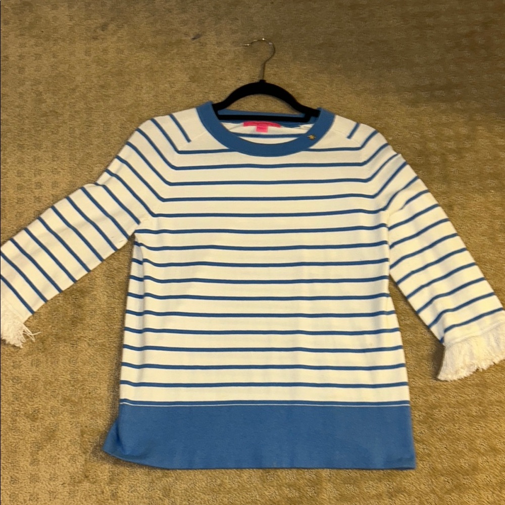 Lilly Pulitzer Blue and White Long Sleeve Sweater